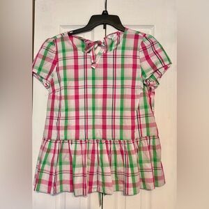 crown & ivy Pink, Green & White Plaid Peplum Top